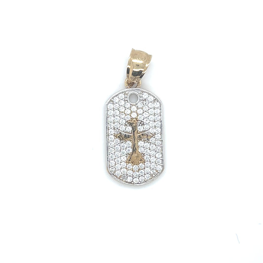 10K Yellow Gold CZ Charm Dog T